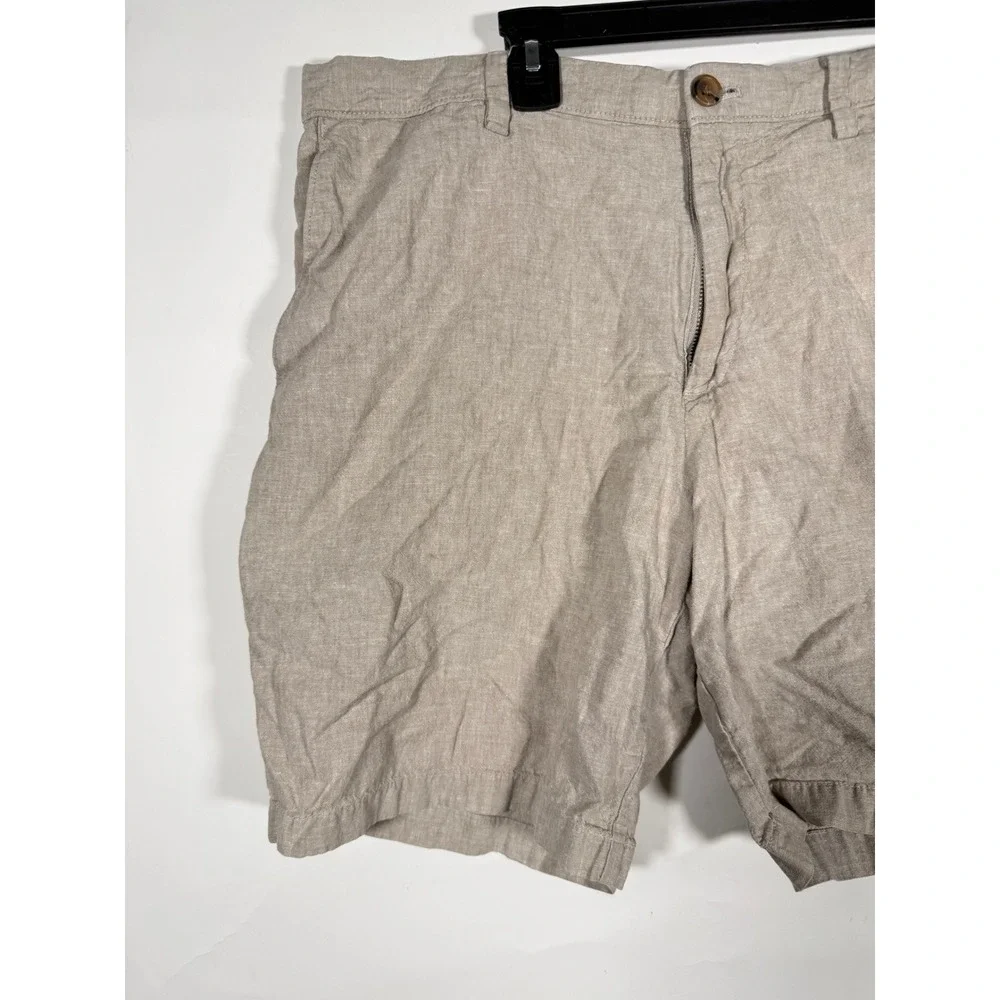 Banana Republic Aiden Short Mens 36 Tan Linen Cotton Blend Casual Khaki